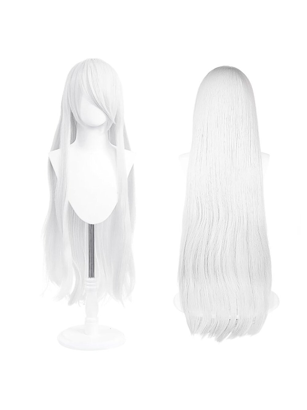 Women's Silver White 100 Cm Heat Resistant Universal Straight Costume Long Wigs